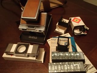 Vintage Polaroid Sx - 70 Land Camera With Accessories And Leather Case