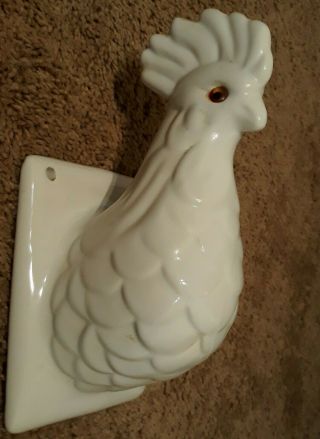 Vintage Ceramic Chicken/rooster Head - Towel Holder Wall Decor Hook