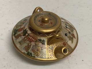 Gorgeous Signed Antique Japanese Miniature Teapot Gold Detail With Lid