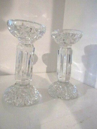 Vintage Waterford Diamond Cut Crystal Candle Holders Pair