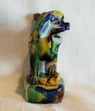 Antique CHINESE Sancai Glazed Pottery Foo Lion Dog Water Dropper 2