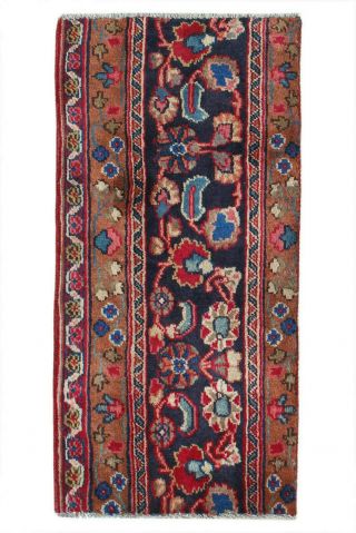 2x3 Vintage Hand Knotted Oriental Wool Traditional Floral Small Door Mat Rug