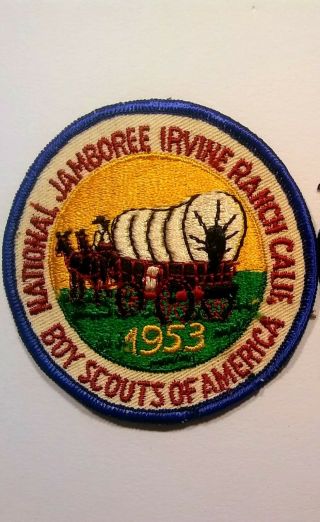 1953 Boy Scout National Jamboree Irvine Ranch Calif Round Sew On Patch (a)