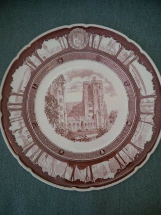 Vintage Wedgwood Cornell University Souvenir Plate The War Memorial Red