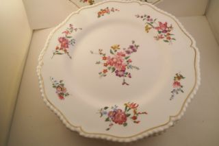 Vintage Royal Worcester Gadroon Flowers Set of 8 Dinner Plates 3