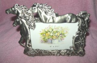 Pewter Horses Equestrian Themed Picture Photo Frame