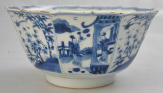 Antique Chinese Porcelain Bowl,  17th / 18th Century.  8 1/4 " Blue White Docorated