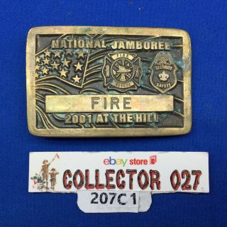 Boy Scout 2001 National Jamboree Fire Staff Ltd Edition Brass Belt Buckle Ed Hil
