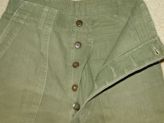 Vintage Pant Wwii Us Militaria Hbt Herringbone Buttons Sz 29x31