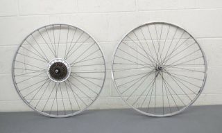 Vtg 6 - Spd 27 " Road Bike Wheelset Sunshine Gyromaster Hubs Rigida & Wolber Rims