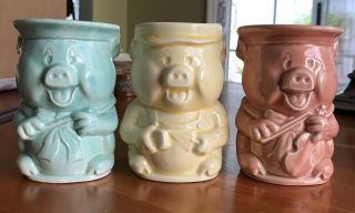 Walt Disney Set Of “three Little Pigs” 1930’s Vintage Children’s Figural Mugs