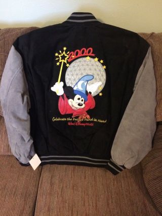 Disney Cast Exclusive Millennium Soft Leather Jacket Embroidered Sorcerer Mickey