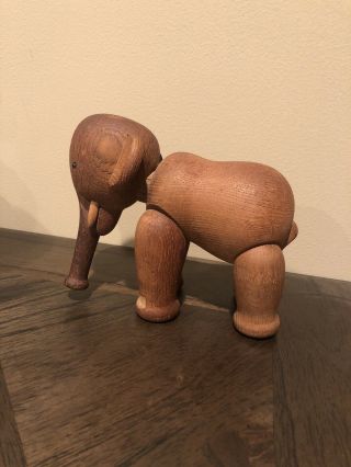 Vintage Kay Bojesen Elephant Wooden Toy Made In Denmark 1950s Mark Poseable Dark