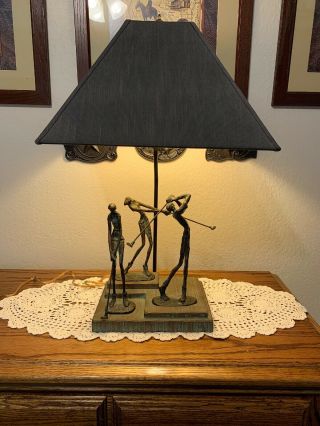 Vintage Frederick Cooper Bronze Sculpture Figural Golf Table Lamp