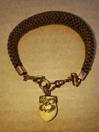 Antique P.  A.  P.  Loyal Order Of Moose Bracelet.  Ivory Charm.  Shape.  Uncommon.