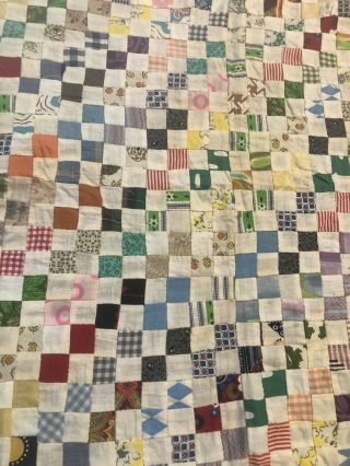 Vtg Quilt Top Hand Stitched Antique Topper Cotton 53 X 54 " Unfinished