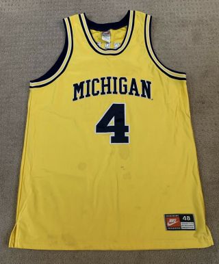 Nike Authentic Vintage Chris Webber Michigan Wolverines Jersey Size 48 Xl Fab 5