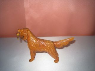Vintage Hand Carved Brown Hunting Dog With Duck In Mouth