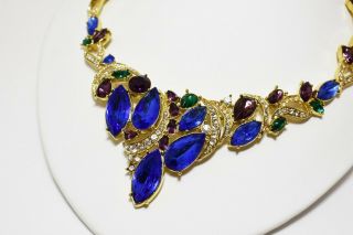 Stunning Vintage Trifari Jewel Encrusted Statement Necklace & Bracelet Set 3