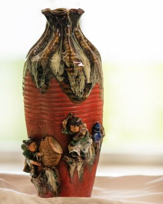 Antique Japanese Vase,  Sumida Gawa,  Poo Ware,  Ban - Ni,  12 