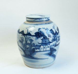 Fine Antique 18th Century Chinese Blue & White Jar And Cover