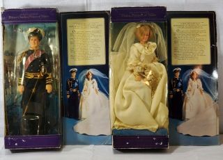 1982 Princess Diana And Prince Charles Goldberger Vintage Royal Wedding Dolls