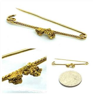 Vintage Women’s Pin (brooch Solid Gold Nuggets Bar Estate 1.  7g 14k