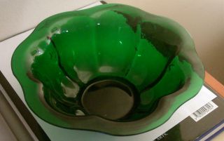 Antique Large Peking Glass Emerald Bowl
