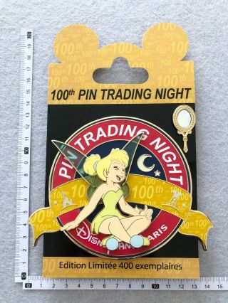 Disneyland Paris 100th Pin Trading Night Le400 Tinker Bell Jumbo Pin Ptn
