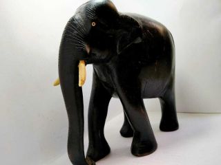 Vintage Elephant African Carved Ebony Wood Sculpture Art Carving Large Statue