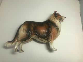 Vtg Collie Dog Figurine Standing Tri - Color High Gloss Ceramic Porcelain Japan 3