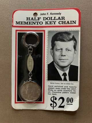 Vintage John F Kennedy Half Dollar Memento Key Chain In Package Jfk