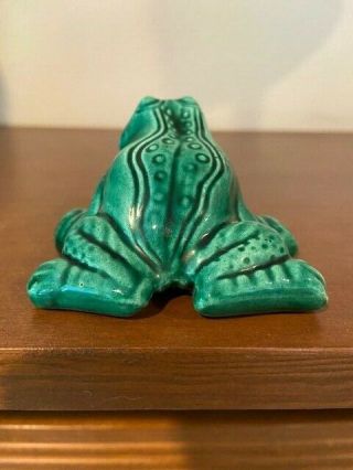 Vtg Anatomically Correct Naughty Female Frog Green Glazed Ceramic