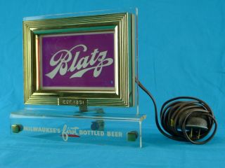 Vintage (1950 ' s) BLATZ BEER Lighted SIGN - Plastic & Brass; Bar Decor 3