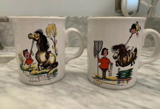 Vintage Norman Thelwell Ceramic Pony Mugs - Set Of 2