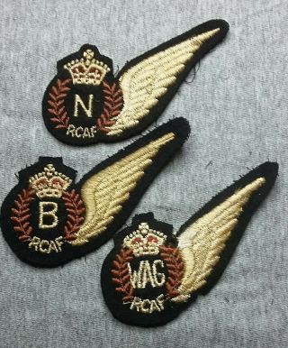 Group Of 3 Rcaf Wwii Half Wings B,  N,  Wag In The Straight Form