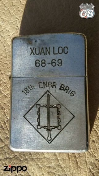 Vintage Zippo Petrol Lighter Vietnam War Xuan Loc 68 - 69