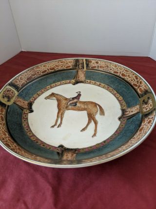 Race Horse Rider Hand Painted Decorative Plate Oklahoma Importing Co.  7 - 3/8 "