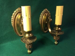 Vintage Antique Painted Brass Wall Sconces Light Fixtures