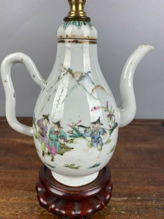 19th C.  Chinese Famille - Rose Figural Teapot 2