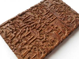 Antique 19th Century Chinese Cantonese Intricately Carved Wooden Card Case