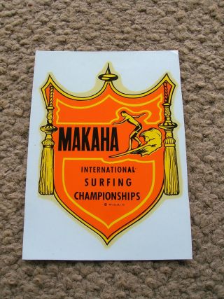 Vintage Makaha Hawaii Water Slide Surfboard Decal Longboard Surfing Championship