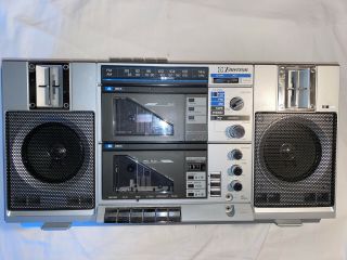 Vintage Emerson CTR 949 Boombox AM FM Dual Cassette Radio Stereo GR8 SHAPE 2