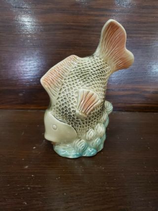 Vintage Ceramic Realistic Design Fish Figurine,  Made In Brazil