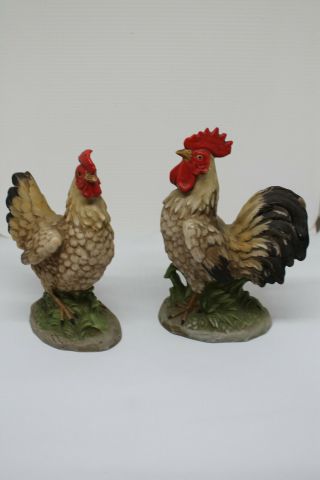 Ceramic Country Farmhouse Rooster And Hen Figurines Kitchen Decor 7 Inch