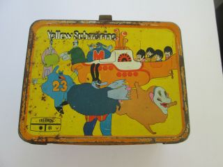 Vintage 1968 Yellow Submarine Metal Lunch Box Beatles King Seeley 5203