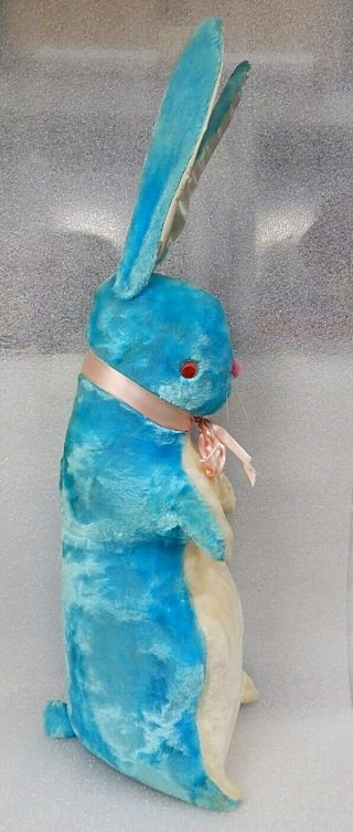 1950s Vintage Jee Bee Blue Stuffed Plush Easter Bunny Rabbit Huge 40 " Tall Jumbo