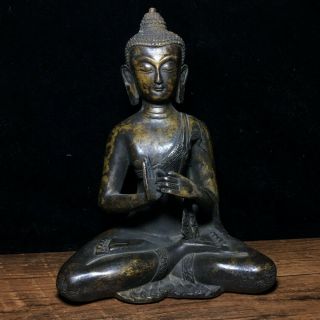 Tibet Folk Classical Old Copper Bronze Eight Treasures Sakyamuni Buddha Statue