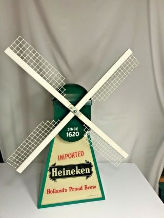 Vintage Early Version Heineken Beer Motorized Lighted Windmill Sign