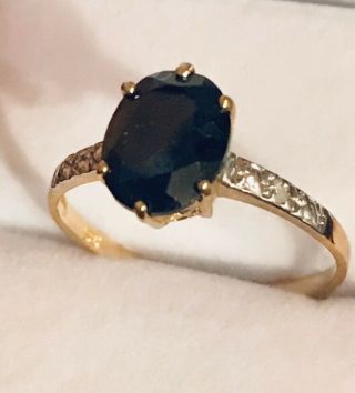 Vintage10k Yellow Gold 1.  30ct Natural Sapphire & Diamond Filigree Ring